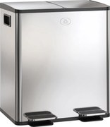 HOMCOM Coș de Gunoi cu 2 Compartimente de 20L cu Pedală, Coș de Gunoi cu 2 Capace Silențioase, 45,8x36x51,6 cm, Argintiu | Aosom Romania