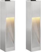 vidaXL Lampa de parcurs LED solar 2 pcs Argintiu Oţel inoxidabil