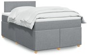 vidaXL Pat box spring cu saltea, gri deschis, 120x190 cm, textil