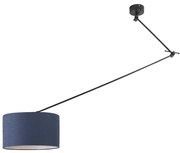 Lampă suspendată neagră cu abajur 35 cm albastru reglabil - Blitz