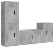 vidaXL Set dulap TV, 4 piese, gri beton, lemn prelucrat