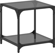 vidaXL Măsuță de cafea, blat din sticlă negră, 40x40x40 cm, oțel