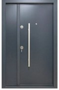 Usa metalica dubla de exterior cu izolatie si vizor Novo Doors NDS1200, Din compozit, 2 yale, Kit complet, Pentru case (Culoare: Nuc, Dimensiune: 120