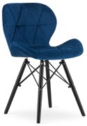 Scaun Bucatarie/Dining Kross Catifea Albastru , Picioare Negre