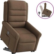 vidaXL Fotoliu rabatabil cu ridicare pe verticală, maro, textil