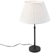 Lampă de masă neagră cu abajur plisat crem 35 cm reglabil - Parte