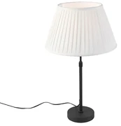 Lampă de masă neagră cu abajur plisat crem 35 cm reglabil - Parte