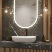 Lavoar pe blat Rea Amelia oval 52 cm alb lucios