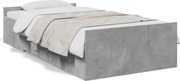 vidaXL Cadru de pat cu sertare, gri beton, 75x190 cm, lemn prelucrat