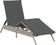 vidaXL Șezlong cu pernă, gri deschis, poliratan