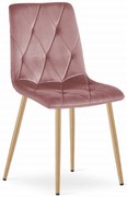 Scaun Bucatarie/Dining Fido Picioare Finisaj Lemn, Catifea Roz