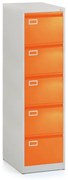 Dosar metalic A4 - 5 sertare, 45,5 x 62 x 162,5 cm, incuietoare cilindrica, portocaliu - ral 2004