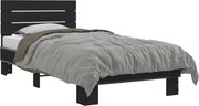 vidaXL Cadru de pat, negru, 75x190 cm, lemn prelucrat și metal