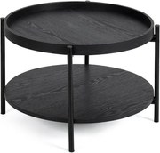 Măsuță de cafea neagră rotundă cu aspect de lemn de stejar ø 64 cm Hagen – Bonami Essentials