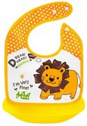 BocioLand baveta din silicon cu buzunar Leul, galben