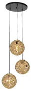 Lampă suspendată Art Deco aurie rotundă cu 3 lumini - Maro