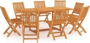 vidaXL Set mobilier de grădină, 9 piese, lemn masiv de tec