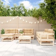 vidaXL Set mobilier de grădină cu perne, 7 piese, lemn masiv