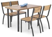 Set masă și scaune Graham 4+1, lemn natural / negru