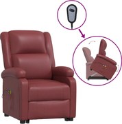 vidaXL Fotoliu de masaj cu ridicare, roșu vin, piele ecologică