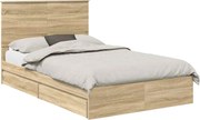 vidaXL Pat cu storage Stejar Sonoma 135 x 190 cm Lemn compozit