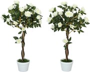 Outsunny Plantă Artificială de Trandafir cu 21 de Flori Ø18x90 cm Portocaliu cu Vas | Aosom Romania