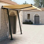 vidaXL Copertină retractabilă manual cu LED, galben&amp;alb, 3x2,5 m