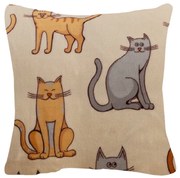 Husa din microplus pentru pernuta COLORED CATS 45x45 cm, crem