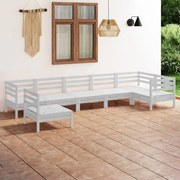 vidaXL Set mobilier de grădină, 7 piese, alb, lemn masiv de pin