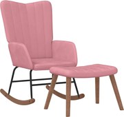 vidaXL Scaun balansoar cu taburet, roz, catifea