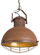 Lampă suspendată industrială maro ruginiu cu interior auriu - Engine