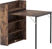 HOMCOM Masă pliabilă cu raft, design industrial, economisire de spațiu, pentru spații mici, 80x90x93cm, Maro-Rustic | Aosom Romania