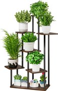 Suport de flori din metal, negru/lemn rustic, ADITE TIP 2