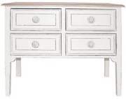Comoda alba, din lemn de pin, cu 4 sertare, aspect vintage, Capucine