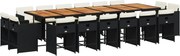 vidaXL Set mobilier de grădină cu perne, 17 piese, negru, poliratan