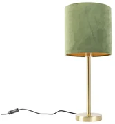 Lampă de masă botanică din alamă cu abajur verde 25 cm - Simplo