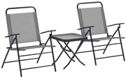 Outsunny Set Mobilier de Grădină din 3 Piese cu Scaune cu Spătar Reglabil și Masă, 64x70x87 cm, Gri | Aosom Romania