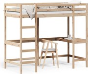 vidaXL Cadru pat supraetajat cu birou, 100x200 cm, lemn masiv de pin