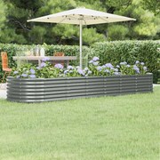vidaXL Strat înălțat grădină gri 296x80x36cm oțel galvanizat