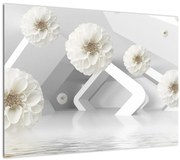Tablou abstract cu flori albe (70x50 cm)
