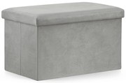 Taburet pliabil gri FURELA VELVET XL 60 x 38 x 38 cm