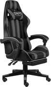 vidaXL Scaun de racing suport picioare, negru/gri, piele ecologică