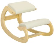 HOMCOM Scaun Ergonomic Postural din Material Textil, Scaun pentru Genunchi cu Mișcare de Legănare, 55x85x55 cm, Alb Crem | Aosom Romania