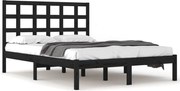 vidaXL Cadru de pat, negru, 200x200 cm, lemn masiv