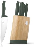 Set cutite 6 piese, cu suport bambus Green Matte Collection Berlinger Haus BH 2757