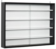 HOMCOM Vitrina Moderna pentru Colectionare 5 Etajere, Panou Suport de obiecte cu Etajere Reglabile, 80x9.5x60cm, Negru si Alb | Aosom Romania