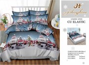 Set Lenjerie De Pat Craciun, Cu elastic, 6 Piese Pat 2 Persoane, Christmas Collection