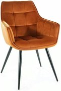 Scaun tapitat stofa LILIA, caramiziu/negru, 59x45x90 cm
