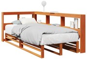 vidaXL Pat bibliotecă fără saltea maro ceruit 75x190 cm lemn masiv pin