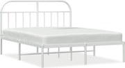 vidaXL Cadru de pat metalic cu tăblie, alb, 160x200 cm